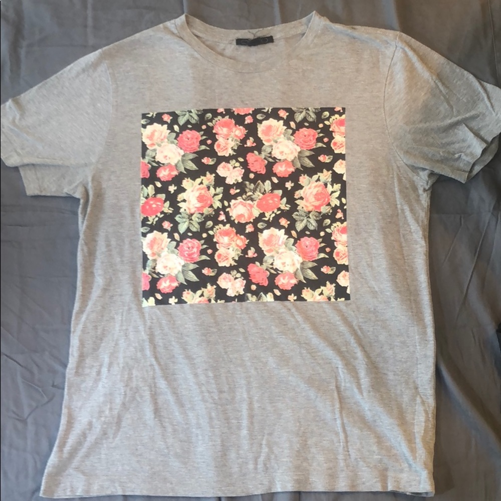 21Men Grey Rose T-Shirt size Large
